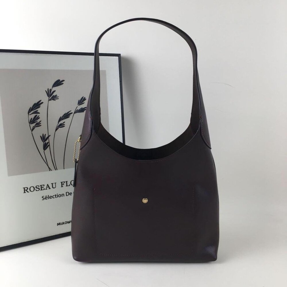 COACH Brooklyn 28 - Classic Leather Chic Tote Bag - BLACK - Picture 4 of 6